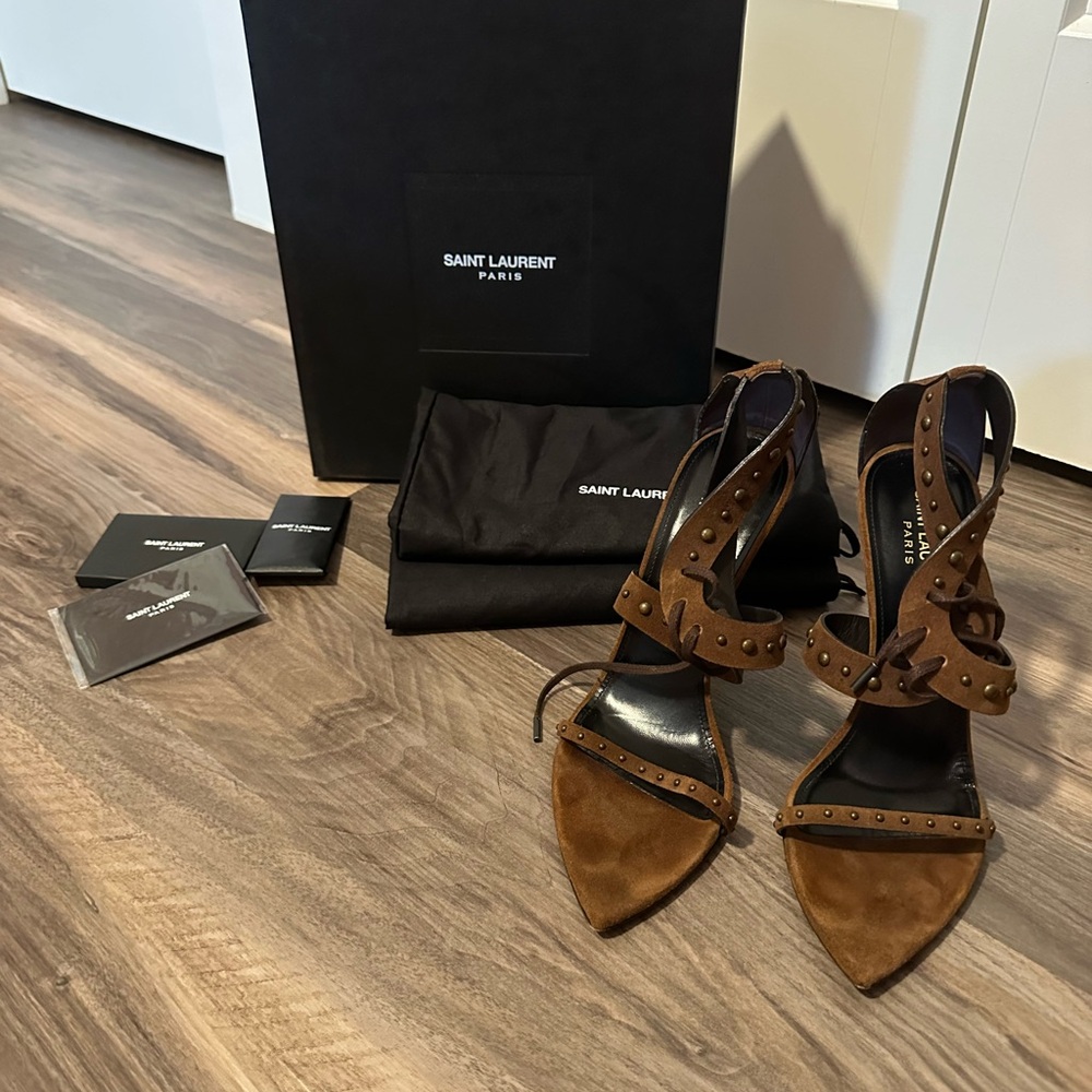 YSL Iris sandal brown suede size 40